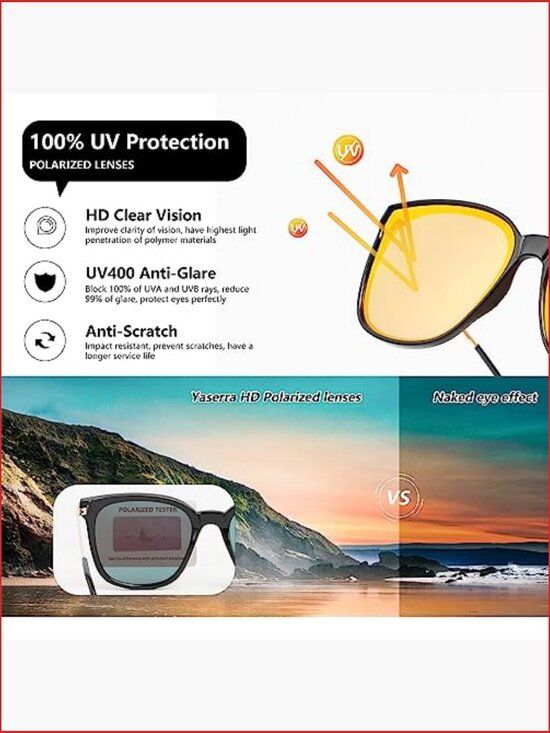 Square TAC Polarized Sunglasses Oversized TR90 Frame UV400 Protection